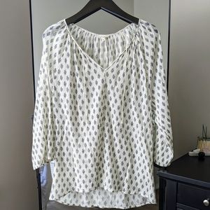 Soft Joie blouse black & white cotton Indian block buti print size medium